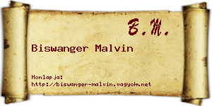 Biswanger Malvin névjegykártya
